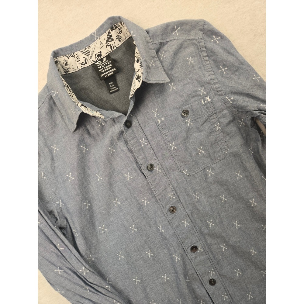 Shaun‎ White Boys M 8-10 Blue Chambray Button Down Shirt Built To Survive